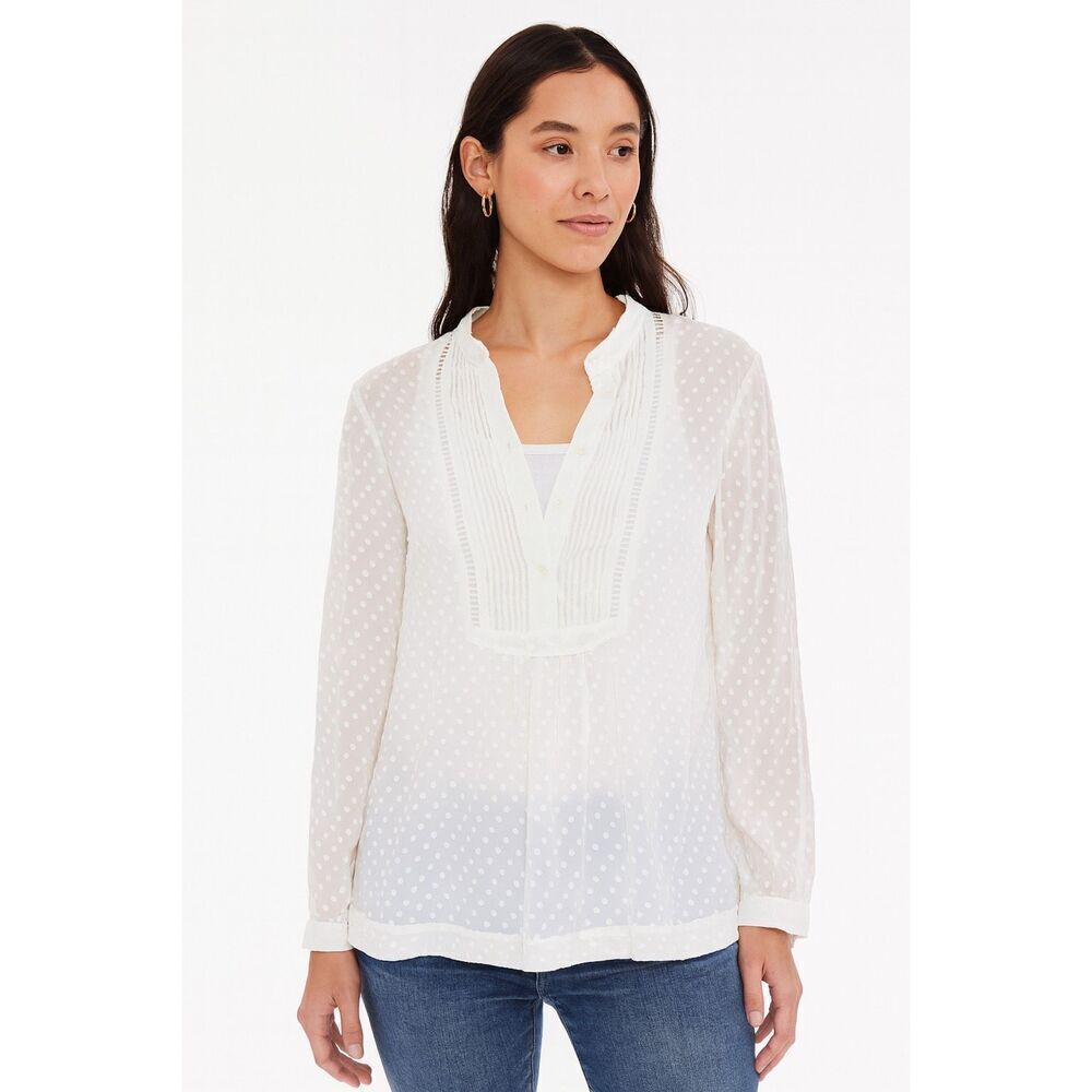 Madewell white sheer long sleeve v-neck blouse size medium business #199